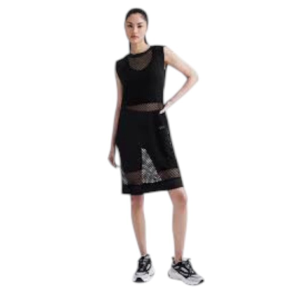 DKNY Black Mesh Sleeveless Beach Coverup Dress Medium